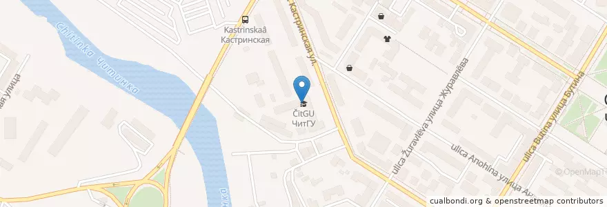 Mapa de ubicacion de ЧитГУ en Rusia, Distrito Federal Del Lejano Oriente, Krai De Zabaikalie, Читинский Район, Городской Округ Чита.