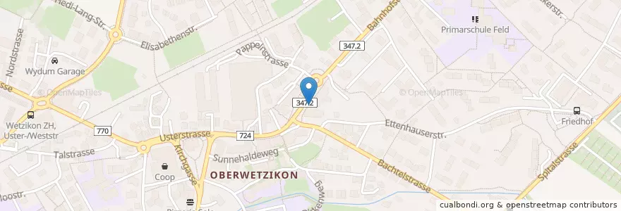 Mapa de ubicacion de CITY TAKE AWAY en Zwitserland, Zürich, Bezirk Hinwil, Wetzikon (Zh).