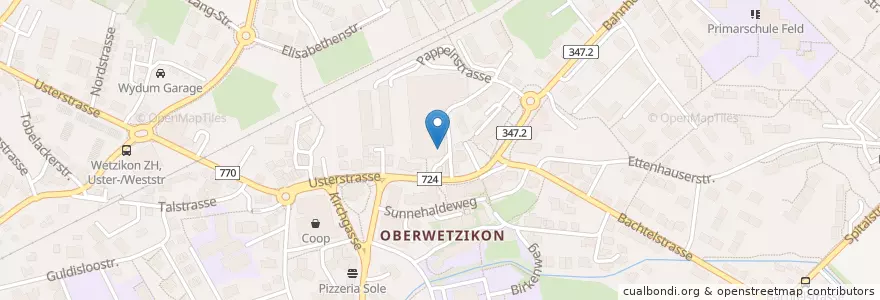 Mapa de ubicacion de Oberland Apotheke en Svizzera, Zurigo, Bezirk Hinwil, Wetzikon (Zh).