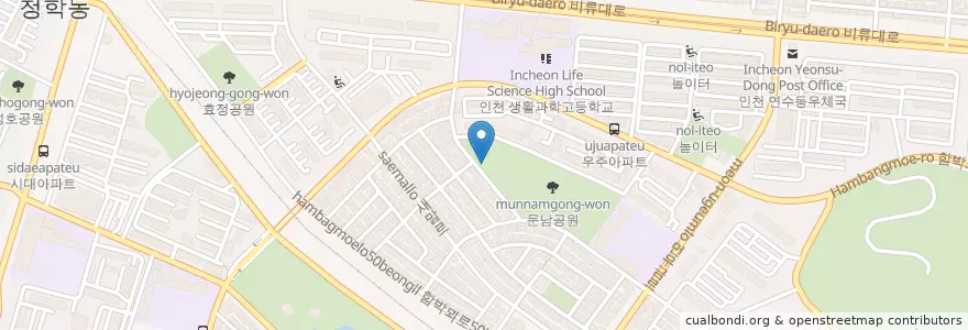 Mapa de ubicacion de 연수경로당 en كوريا الجنوبية, إنتشون, 연수구, 연수동.