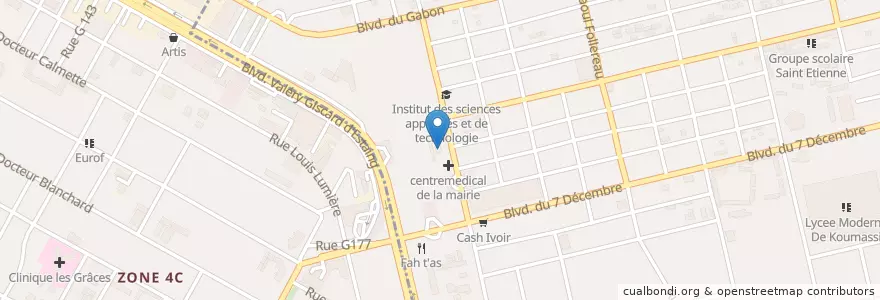 Mapa de ubicacion de Commissariat de Police du 6ᵉ Arrondissement Koumassi en Costa De Marfil, Abiyán, Koumassi, Marcory.