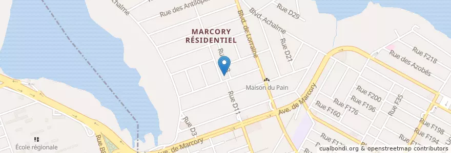 Mapa de ubicacion de District de Police de Marcory en Costa Do Marfim, Abidjan, Marcory.