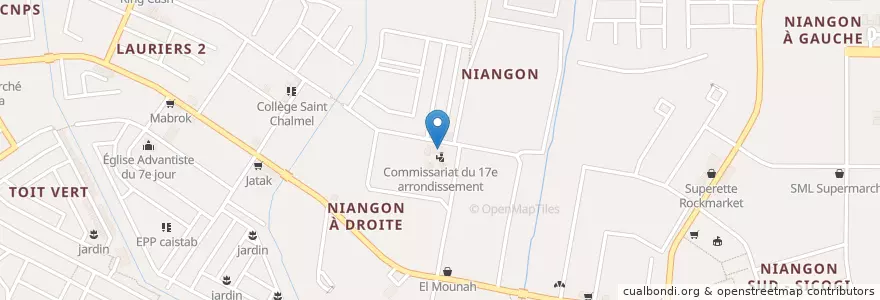 Mapa de ubicacion de Commissariat de Police du 17ᵉ Arrondissement de Yopougon Niangon en 科特迪瓦, 阿比让, Yopougon.