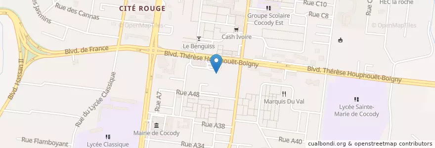 Mapa de ubicacion de Commissariat de Police du 8ᵉ Arrondissement de Cocody en 科特迪瓦, 阿比让, Cocody.