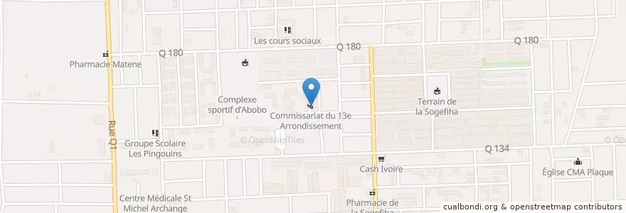 Mapa de ubicacion de Commissariat de Police du 13ᵉ en コートジボワール, アビジャン, Abobo.
