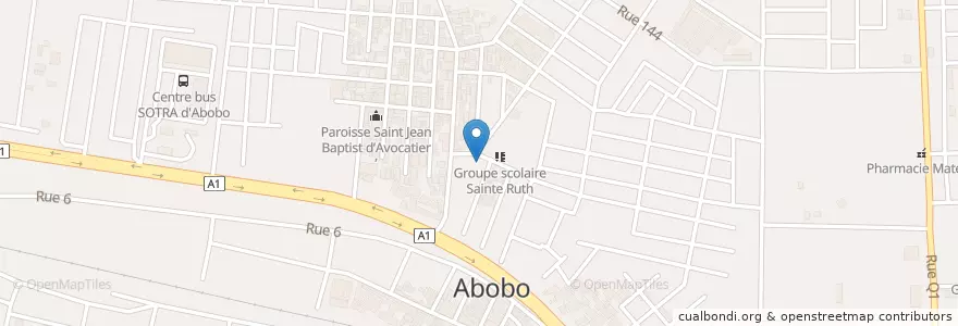 Mapa de ubicacion de Commissariat de Police du 32ᵉ Arrondissements Abobo Avocatier en Кот-Д’Ивуар, Абиджан, Abobo.