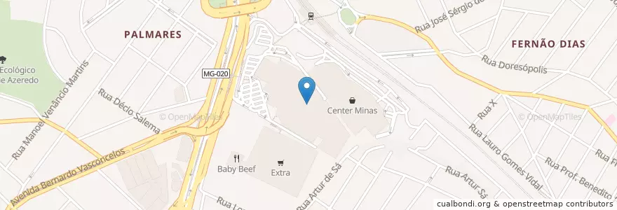 Mapa de ubicacion de Cineart en ブラジル, 南東部地域, ミナス ジェライス, Região Geográfica Intermediária De Belo Horizonte, Região Metropolitana De Belo Horizonte, Microrregião Belo Horizonte, ベロオリゾンテ.