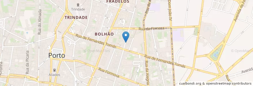 Mapa de ubicacion de Santos en Portugal, Norte, Área Metropolitana Do Porto, Porto, Porto, Cedofeita, Santo Ildefonso, Sé, Miragaia, São Nicolau E Vitória.