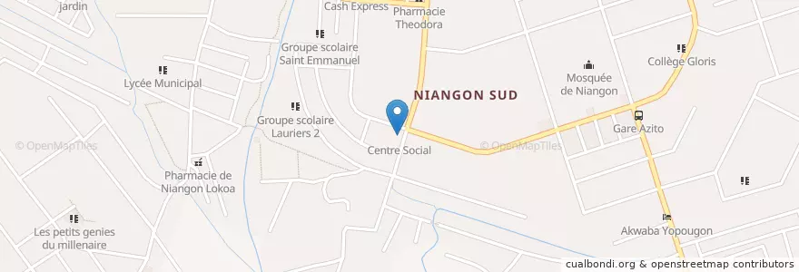 Mapa de ubicacion de Centre social Niangon sud en コートジボワール, アビジャン, Yopougon.