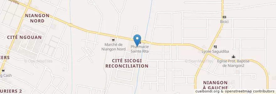 Mapa de ubicacion de Saint sauveur en Côte D'Ivoire, Abidjan, Yopougon.