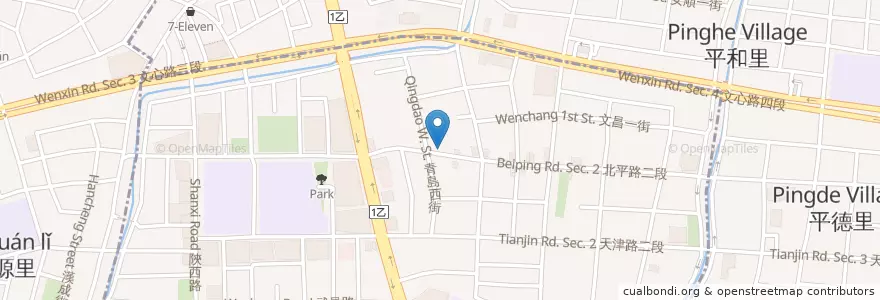 Mapa de ubicacion de 天慈素食 en تايوان, تاي شانغ, 北屯區, 北區.