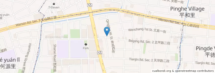 Mapa de ubicacion de 藏香滷味 en تایوان, تایچونگ, 北屯區, 北區.