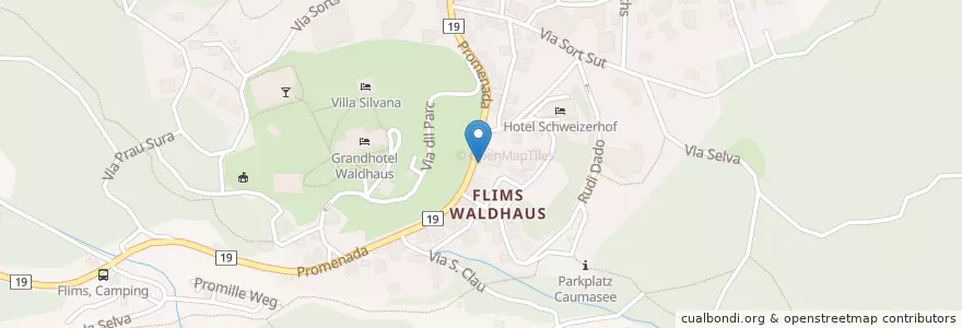 Mapa de ubicacion de il forno en Suiza, Grisones, Imboden, Flims.