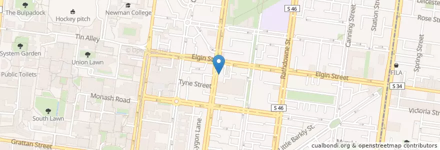 Mapa de ubicacion de Trotters Bistro en Austrália, Victoria, City Of Melbourne.