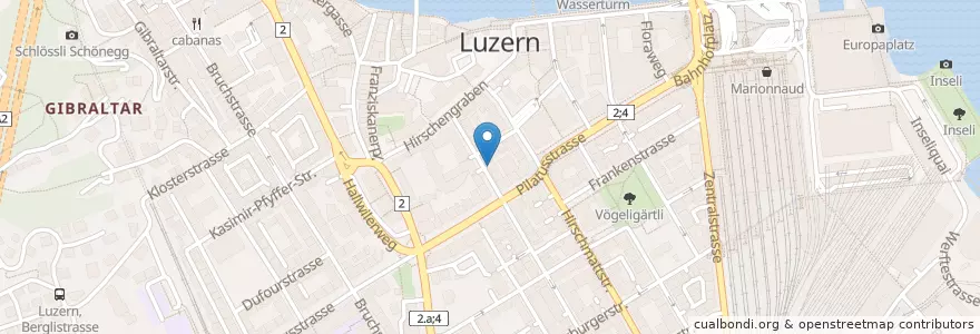 Mapa de ubicacion de milano bar en 瑞士, Luzern, Luzern.