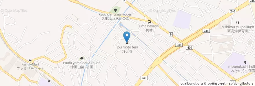 Mapa de ubicacion de 浄元寺 en ژاپن, 神奈川県, 川崎市, 高津区.