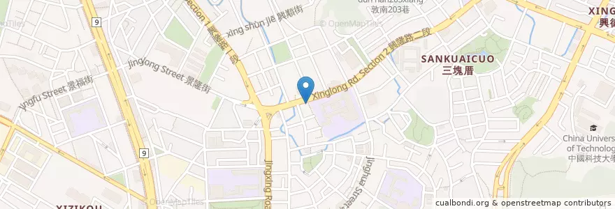 Mapa de ubicacion de 麵皮厚手工刀削麵 en Taïwan, Nouveau Taipei, Taipei, District De Wenshan.