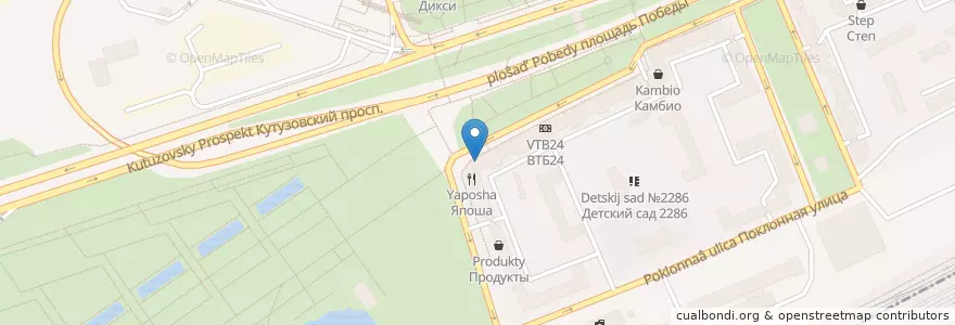 Mapa de ubicacion de Шоколадница en Rusia, Distrito Federal Central, Москва, Западный Административный Округ, Район Дорогомилово.