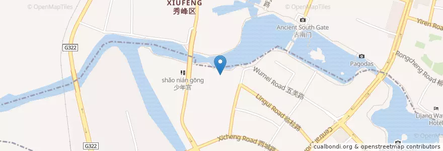 Mapa de ubicacion de Pizza house en 中国, 広西チワン族自治区, 桂林市, 象山区, 秀峰区, 象山街道.