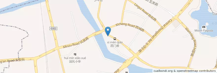 Mapa de ubicacion de 桂林銀行 en 中国, 広西チワン族自治区, 桂林市, 象山区, 秀峰区, 象山街道.