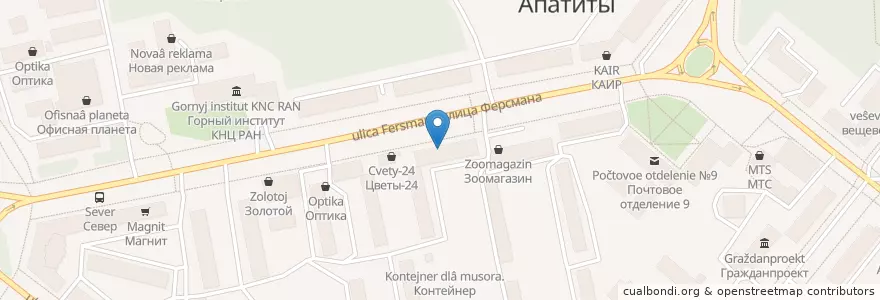 Mapa de ubicacion de Советская аптека en ロシア, 北西連邦管区, Мурманская Область, Городской Округ Апатиты.