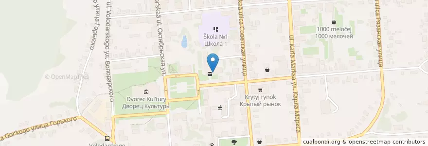 Mapa de ubicacion de Почта Банк en Rusia, Центральный Федеральный Округ, Рязанская Область, Городской Округ Скопин, Скопинский Район.