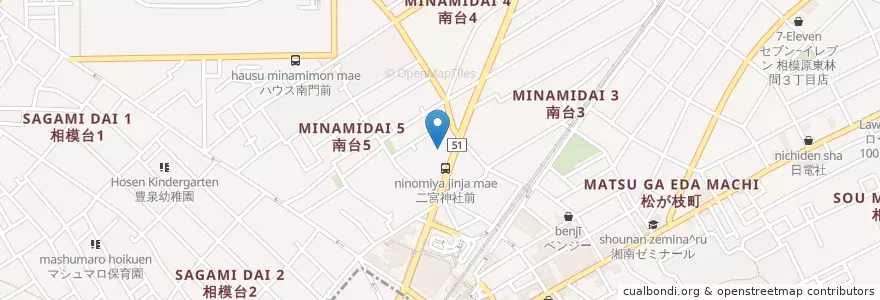 Mapa de ubicacion de 二宮神社 en Japan, Kanagawa Prefecture, Sagamihara, Minami Ward.