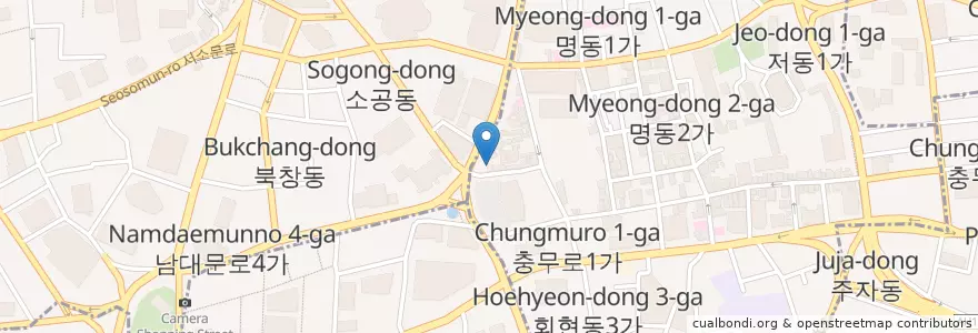 Mapa de ubicacion de 빽다방 en Республика Корея, Сеул, 중구.