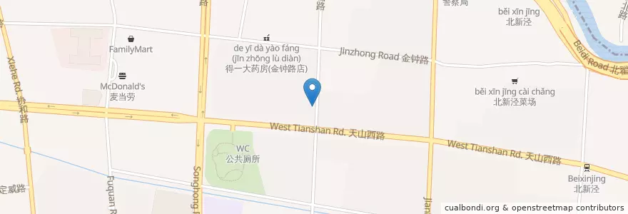 Mapa de ubicacion de 芝根芝底现烤披萨 en 中国, 上海市, 长宁区.