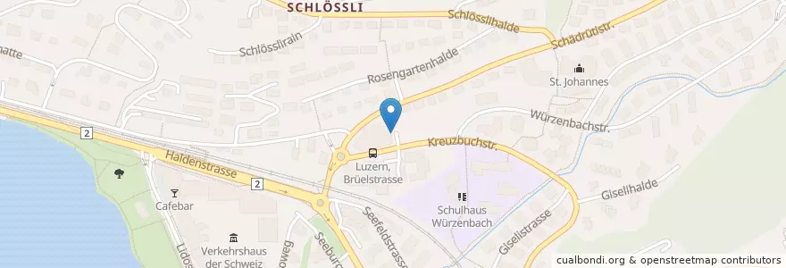 Mapa de ubicacion de Migros Würzenbach en Schweiz/Suisse/Svizzera/Svizra, Luzern, Luzern.