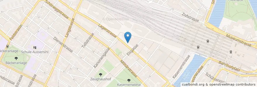 Mapa de ubicacion de Gustav-Gull-Platz en Switzerland, Zurich, District Zurich, Zurich.