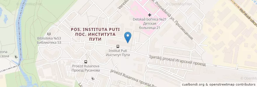 Mapa de ubicacion de Институт транспортного строительства en Rusland, Centraal Federaal District, Moskou, Северо-Восточный Административный Округ, Район Свиблово.
