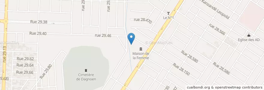 Mapa de ubicacion de Maquis Espace de la Femme en 布基纳法索, Centre, Kadiogo, 瓦加杜古.