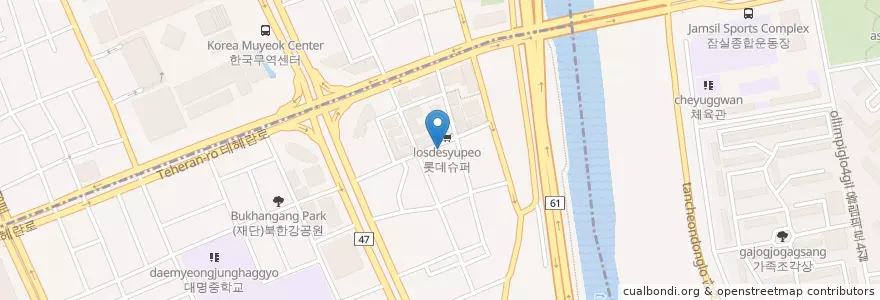 Mapa de ubicacion de 카레마치 en Südkorea, Seoul, 강남구, 대치동, 대치2동.