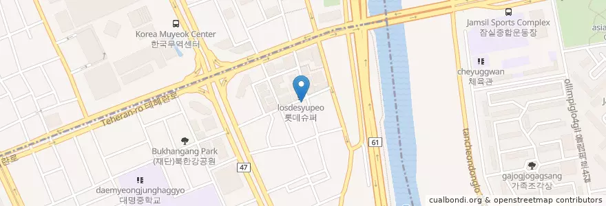 Mapa de ubicacion de 아리스타커피 en Corea Del Sud, Seul, 강남구, 대치동, 대치2동.