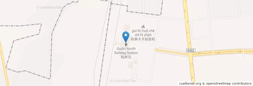 Mapa de ubicacion de Breeze food plaza Guilin station en China, Guangxi, 桂林市, 叠彩区, 北门街道.