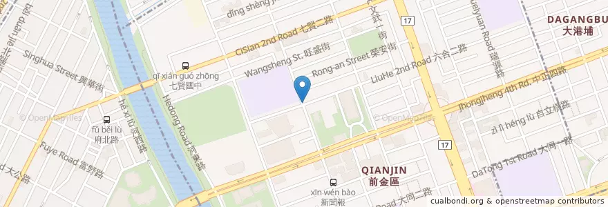 Mapa de ubicacion de 濰克早午餐 en Taiwan, Kaohsiung, Qianjin District.