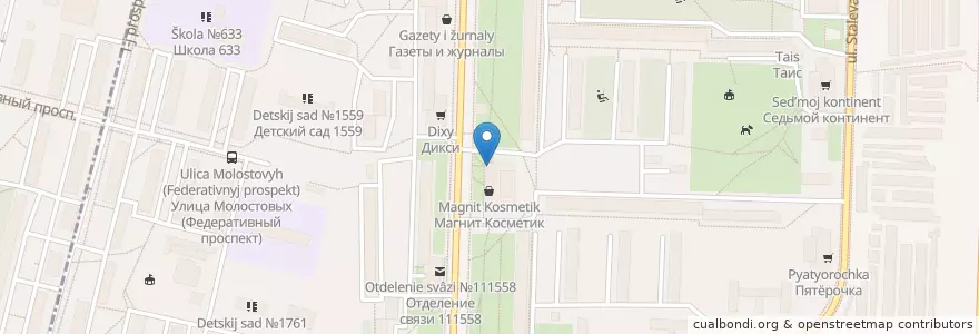 Mapa de ubicacion de Магнит en Rusland, Centraal Federaal District, Moskou, Восточный Административный Округ, Район Ивановское.