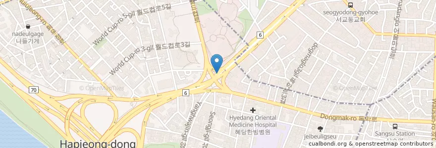 Mapa de ubicacion de Dunkin' Donuts en 대한민국, 서울, 마포구, 합정동.