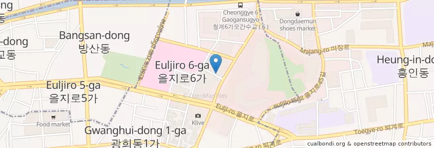Mapa de ubicacion de 할리스 커피 en 대한민국, 서울, 광희동.