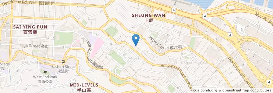 Mapa de ubicacion de Man Mo Cafe en China, Provincia De Cantón, Hong Kong, Isla De Hong Kong, Nuevos Territorios, 中西區 Central And Western District.