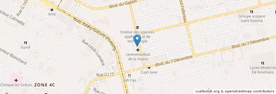 Mapa de ubicacion de Centre D'action Sociale De La Mairie De Koumassi en Elfenbeinküste, Abidjan, Koumassi, Marcory.