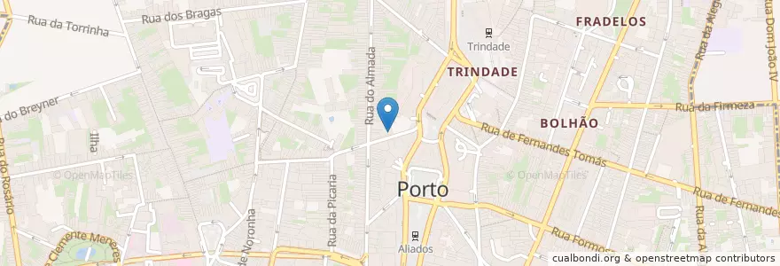 Mapa de ubicacion de Bingo da Trindade en Portugal, Norte, Área Metropolitana Do Porto, Porto, Porto, Cedofeita, Santo Ildefonso, Sé, Miragaia, São Nicolau E Vitória.