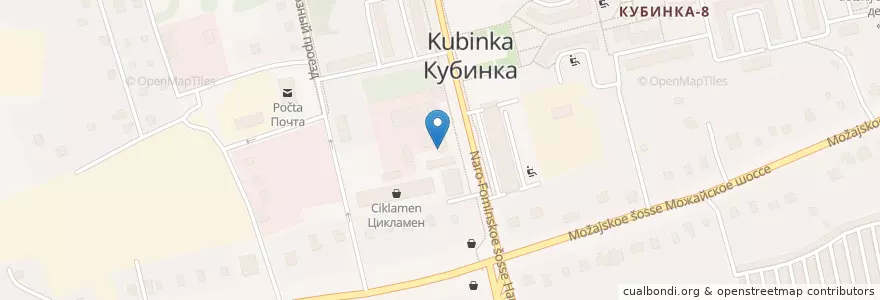 Mapa de ubicacion de Кубинский городской отдел полиции en Russia, Distretto Federale Centrale, Oblast' Di Mosca, Одинцовский Городской Округ.