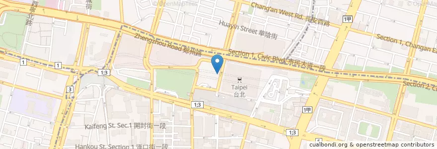 Mapa de ubicacion de 計程車上客處 en Taiwán, Nuevo Taipéi, Taipéi, 中正區.