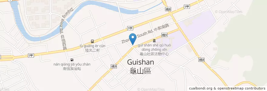 Mapa de ubicacion de 黑武藏十元壽司 龜山店 en 台湾, 桃園市, 亀山区.