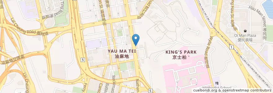 Mapa de ubicacion de Plus Beacon 遵理學習中心 en Çin, Guangdong, Hong Kong, Kowloon, Yeni Bölgeler, 油尖旺區 Yau Tsim Mong District.