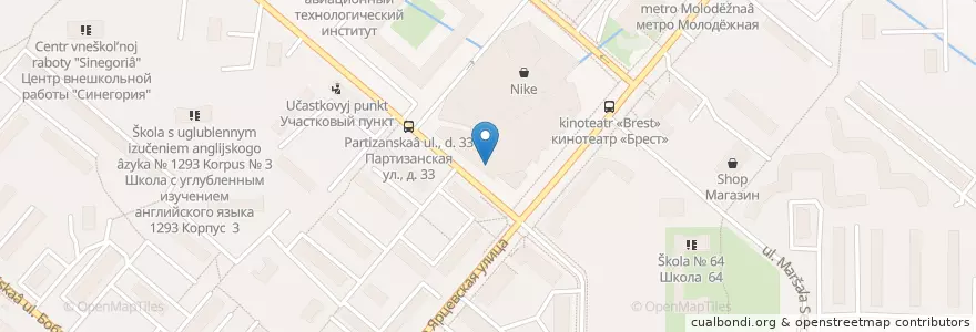 Mapa de ubicacion de Про100бар en Rússia, Distrito Federal Central, Москва, Западный Административный Округ, Район Кунцево.