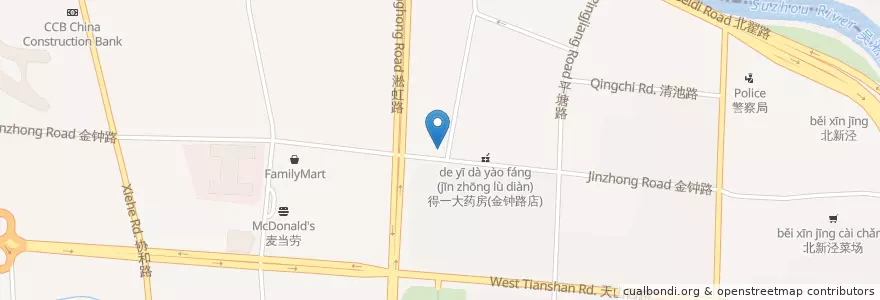 Mapa de ubicacion de 交通警察 en 中国, 上海市, 长宁区.