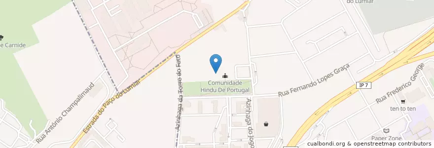Mapa de ubicacion de Cantina Indiana en Portugal, Área Metropolitana De Lisboa, Lisboa, Grande Lisboa, Lisboa, Carnide, Lumiar.